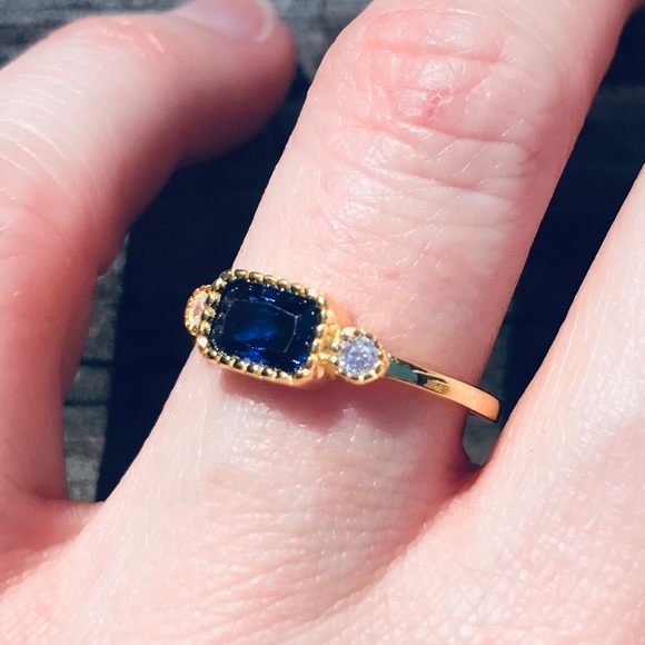 925 silver/ gold Stacking rings Sapphire + - Picture 8 of 16